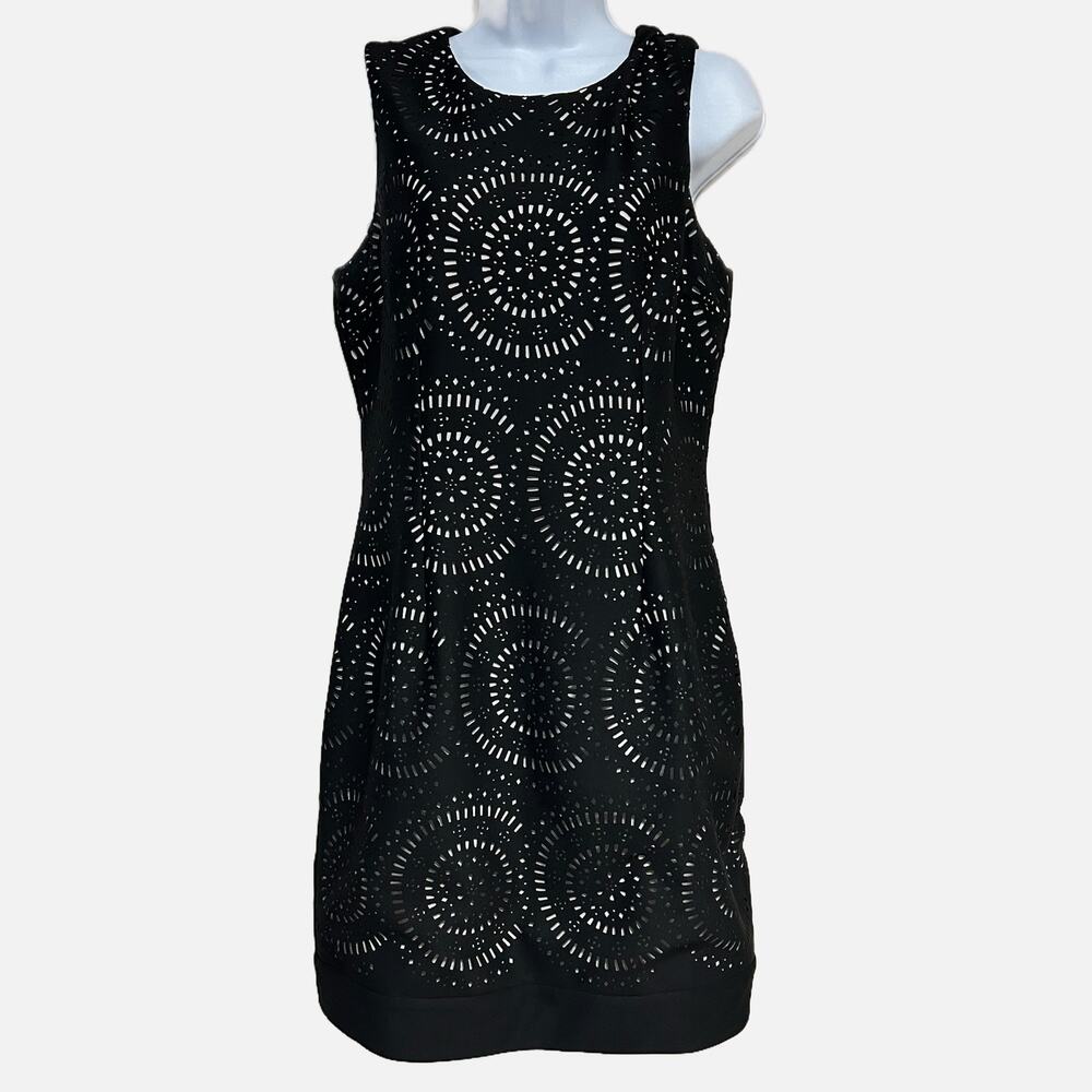 White House Black Market Sleeveless Sheath Black/White Cocktail Dress 10